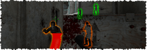The enemy-based ESP changes color depending on enemy health, part of our CSGO Hack for Mac